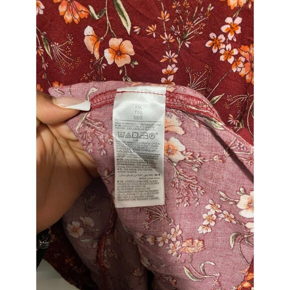 Old Navy Women's XXL Red Floral Maxi Midi Cottagecore Dress With Flutter Sleeves - Picture 4 of 5